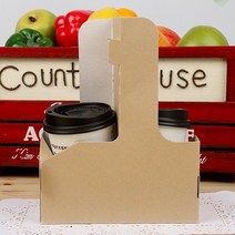 다포장 무지 크라프트 2구 컵 캐리어, 1세트, 50개