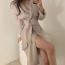 디애이치 피엔느 스트랩 벨티드 트임 원피스