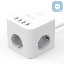 보코 USB 멀티탭 3구 2M 큐브 디자인 인테리어 캠핑 멀티 콘센트, 3구 4USB 화이트