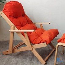 릴렉스체어 암체어 휴대용 원목 리클라이너 의자 야외 초경량, 4.오렌지 리클라이너 시트 쿠션 탈부착