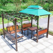 마당 파고라 원두막 짓기 이동식 통나무 정자 예쁜정자 아파트파고라, 미니 포도 스탠드 + 【더블 스윙】