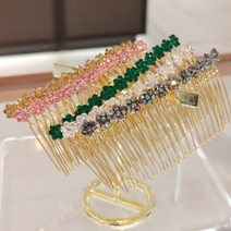 [JJQUEEN] 에리카 플라워 빗핀 HHR695 ab크리 HHR696 해마크리 HHR697 샴페인 HHR698 그린 HHR699 핑크
