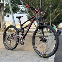 275x17 인치 MTB 소프트 테일 프레임 산악 자전거 에어 쇼크 업소버 포크 통합 중공 크랭크 셋 내부 케이블 7 베어링 허브, Matte Red+275150cm195cm+12 Spe