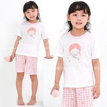 토토와모모 유아 아동 어린이 여아 반팔 내복 자가드 5부 내의 P피치드림