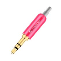 알루미늄 잭 . 이어폰 플러그 테일 플러그 클램프 포함 . 극 스테레오 남성 플러그 금도금 와이어 커넥터, 핑크 크리스탈 꼬리