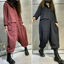 Mayfox 루즈핏 여성 봄 카라 점프수트 통바지 멜빵 오버롤