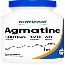 Nutricost Agmatine Sulfate 1000mg 120 Capsules - Gluten Free Non GMO 500mg Per Capsule null, 1, 기타