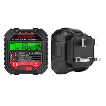 HT107 소켓 테스터 전압 테스트 EU/UK/US 플러그 라인 테스터 RCD 전압 측정 LCD 유출 보호를위한 디스플레이 소켓 테스터, UK, 1개