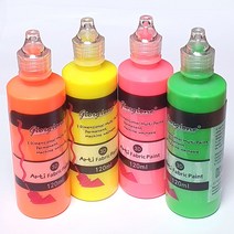 염색물감120ml 형광4색세트/ 패브릭 대용량 의류섬유 캔버스직물 그림그리기 학교유치원 만들기공예재료