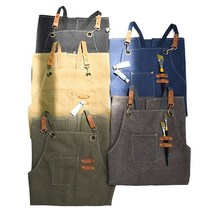 남녀공용 고급 데님 캔버스 생활방수 앞치마, 밀크초코