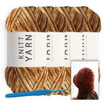 [니뜨] 허니 벨벳 뜨개실(100g) x 4볼  허니벨벳 버킷햇도안 모사용코바늘 7/0호, 4_카라멜