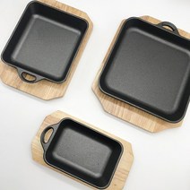 . 무쇠 주물팬 IH 모든열원 콘치즈 철판 스테이크팬 후라이팬, 1개, 정사각 20.5cm