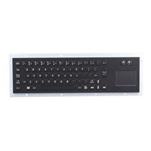 [해외] 방수 USB 표준 블랙 스테인레스 스틸 산업용 금속 키오스크 키보드 내장 마우스 터치 패드, English Layout, PS2 Interface