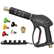 M MINGLE 짧은 고압 세척기 건 5000 PSI 온수 및 냉수 교체용 M22 피팅 노즐 팁 5개
