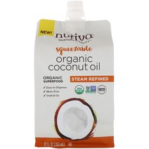 Nutiva 짜서 먹는 유기농 코코넛오일 스팀 정제 335ml(12fl oz)