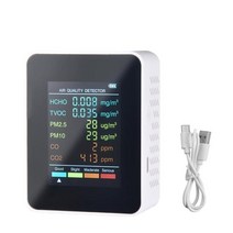 공기질측정기 경보기 감지기 실내 이산화탄소 모니터 NDIR 센서 공기 품질 USB 충전기 6 in 1 TVOC 자동차용, 한개옵션1