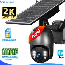 태양광 패널 인버터 설치 태양열 2K 4MP 열 카메라 4G SIM 무선 야외 IP 캠 WiFi 투광 조명 배터리 LongSt nd y CCTV 감시 UBOX 미니 비디오 PTZ, 4G Cam Add 64g Card
