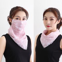 공장 자리 여름 쉬폰 마스크 패션 Tulle 차양 방진 라이딩 귀 큰 스카프 선 스크린 마스크, 핑크 나비
