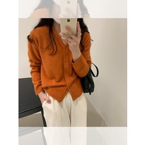 브이넥니트가디건 FU 라쿤 숏 부드러운 양털 울 스웨터 코트 여성 4108284181