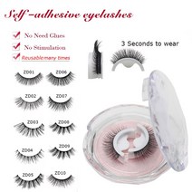SKONHED 1 Pair 3D Mink Reusable Self-adhesive False Eyelashes, ZD07, 1개