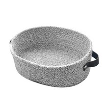 데스크탑 짠 코튼 로프 보관 바구니 두꺼운 면화 간단한 스낵 화장품 상자 담요 세탁 장난감 보관 바구니, CHINA, L 그레이