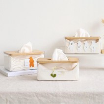 깔끔한 거실용 투명한 티슈케이스 우드 식당테이블 스터디까페 레스토랑 냅킨수납, 폴라베어