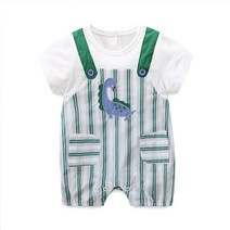 MJLJY 달콤한 신생아 아기 소년 귀여운 만화 공룡 점프 슈트 유아 코튼 스트 라이프 아기 Romper 원피스 포켓 유아 복장 여름