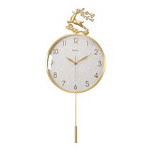 인테리어 벽걸이 시계 사슴 장식 벽부차 거실 벽시계, 블랙 대형