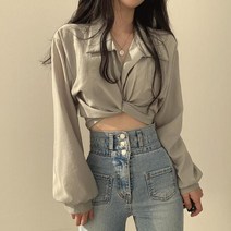 가을 블라우스 면접 크롭 QWEEK빈티지 트렌드