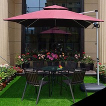 포비엘라 초대형 파라솔+물통 받침대 각도조절기능, 파라솔 베이지+물통받침대