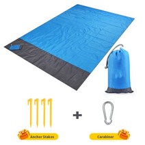 텐트모래주머니 캠핑 천막 캐노피 고정 모래주머니 200x210cm 포켓 피크닉 방수 비치 매트 모래 담요 야외 텐트 접이식 커버 침구, [01] 140x200cm, [02] 파란