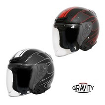 그라비티 G-7 오픈페이스 헬멧 오토바이 바이크 배달용 퀵용, 블랙/레드, L