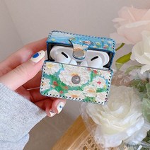 에어팟 프로2 호환 케이스 Apple Airpods 2 1 3 Air Pods 용 아트 꽃 유화 이어폰 AirPod Pro 보호 상자 쉘 빈티지 가죽 커버, 에어팟 3 2021용, ㅏ