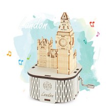 DIY 나무 모형 조립 키트 수동 오르골 런던 빅벤 YM862-33, 단품, 단품