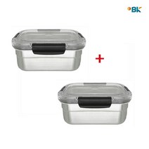 이비케이 국산 비스프리 스텐 밀폐용기 반찬통 직사각 4호 2개 1040ml, 단품