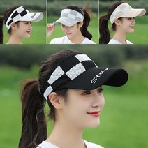 여자 30대 골프 웨어 밴딩 메쉬 썬캡 체크 무늬 모자 여름선캡 체스무늬썬캡 30대 웨어 패션잡화