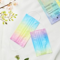 무지개 제니 마스크 파스텔톤 레인보우 그라데이션 컬러, 소형(S)/ 10파우치 50매입