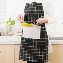 헨리남 여성 린넨앞치마, 블랙