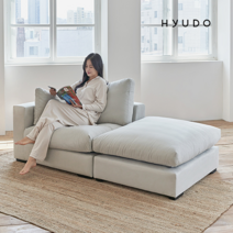 [즉시할인 40000원+중복쿠폰10000원][무료설치상품] 휴도 시월의 동백 구스 아쿠아 패브릭 소파 2인 3인 소파 푹신한 카우치 화이트 쇼파 (쿠션 증정), 2인 오픈형 소파 우형 (HH02052)