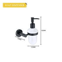 휴지걸이봉 샤워 슬라이드바 매트 블랙 욕실 하드웨어 304 스테인레스 스틸 수건 화장지 액체 비누 화장실 액세서리, 17.Soap Dispenser