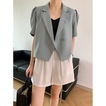영메이 YM23174S 여자 봄 여름 오버핏 정장 캐주얼 반팔 숏 자켓