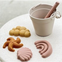 하하 실리콘 모래놀이 세트 유아 장난감 아기 목욕장난감 촉감 소꿉 놀이, 핑크베이지