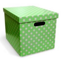 이케이박스 수납정리함, 그린 땡땡이 무단추 정리함 4개입