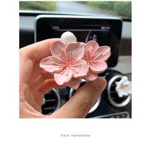 YAPOGI차량용 방향제 송풍구꽂이 꽃모양 석고 방향제, 흰봉숭아꽃-울금향, 백차오일
