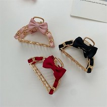 셀러허브 여성패션 [] 여자 여름 메탈 크로스 리본 올리머리 깔끔 집게핀, A0046_핑크/FREE