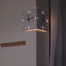 노르딕 코너 모서리 양면 인테리어 벽시계 조명, 옐로우