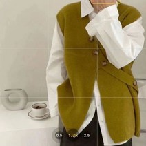 여자조끼 사선버클 니트셔츠 2022봄가을 조끼 뉴타입 디자인 칼라 스웨터 여성루즈핏 니트가디건