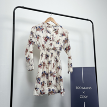 오슈 여성 잔잔 베이직한 분위기 반오픈 플라워 미니원피스