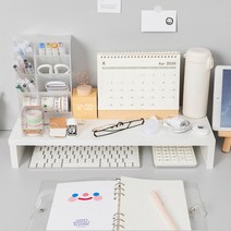 컴퓨터 모니터 받침대 선반 데스크정리, 1단 화이트