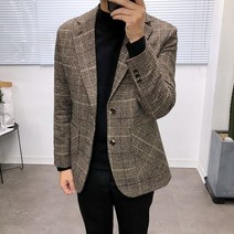 애드매이브 남자 울 글렌체크 싱글자켓 빅사이즈까지